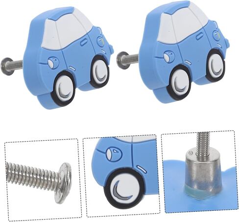 Kisangel 2pcs Cartoon Car Drawer Pulls Room Knobs Blue Wardrobe Handles with Screws Nursery Cabinet Accessories for Bedroom and Closet in Kuwait