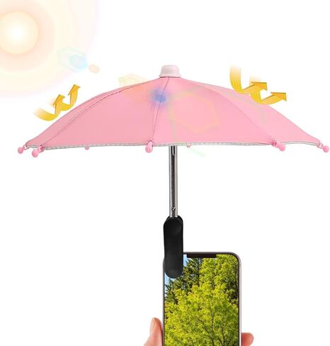 Cell Phone Umbrella - Mobile Phone Clip on Sun Visor, Mini Anti-Glare Smartphone Sun Shade Umbrella, Cellphone Accessories for Summer Outdoor Filming Watching in Kuwait