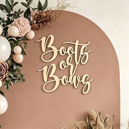 Boots or Bows Sign for Backdrop,Wooden Boy or Girl Sign for Gender Reveal Party Decorations,Baby Shower Party Decorations,Boots Or Bows Party Decoration Sign in Kuwait