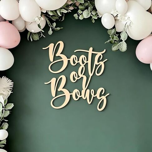 Boots or Bows Sign for Backdrop,Wooden Boy or Girl Sign for Gender Reveal Party Decorations,Baby Shower Party Decorations,Boots Or Bows Party Decoration Sign in Kuwait