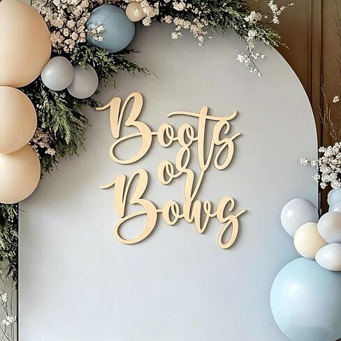 Boots or Bows Sign for Backdrop,Wooden Boy or Girl Sign for Gender Reveal Party Decorations,Baby Shower Party Decorations,Boots Or Bows Party Decoration Sign in Kuwait