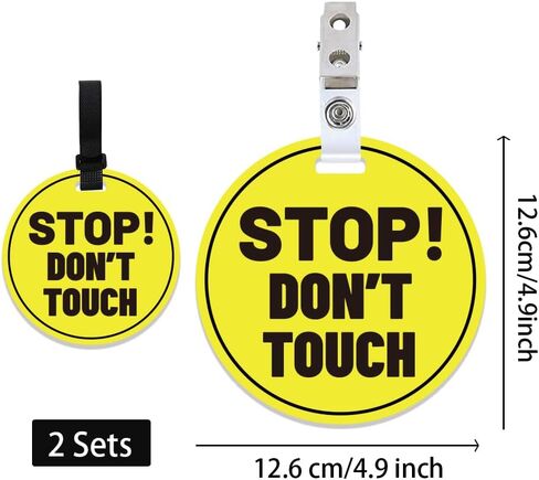 PLIGREAT 2 Pack Yellow Stop Don't Touch Baby Car Seat Sign for Newborn Babys Girl Boy No Touching Kissing Baby Reminder Signage for Babys Carrier Car Seat Stroller Tag with Hanging Straps and Clip in Kuwait