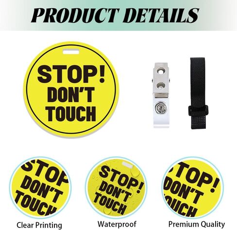 PLIGREAT 2 Pack Yellow Stop Don't Touch Baby Car Seat Sign for Newborn Babys Girl Boy No Touching Kissing Baby Reminder Signage for Babys Carrier Car Seat Stroller Tag with Hanging Straps and Clip in Kuwait