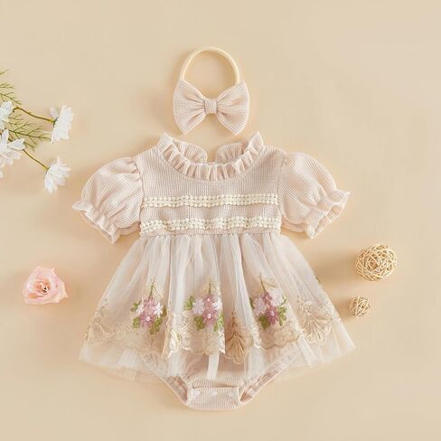 Newborn Infant Baby Girl Summer Clothes Tulle Romper Dress Outfits in Kuwait