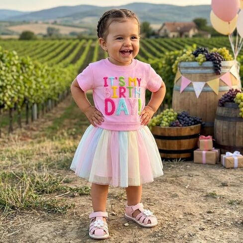 6 Month to 5 Years Old Toddler Girls Birthday Dress Cute Letter Tulle Dress One Piece Baby Birthday Outfit in Kuwait