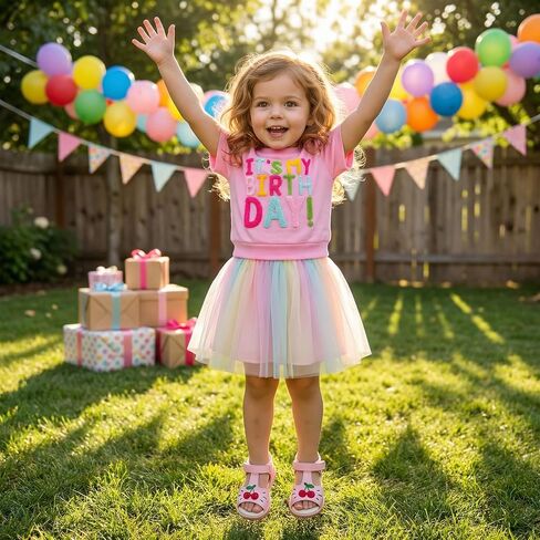 6 Month to 5 Years Old Toddler Girls Birthday Dress Cute Letter Tulle Dress One Piece Baby Birthday Outfit in Kuwait