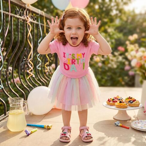 6 Month to 5 Years Old Toddler Girls Birthday Dress Cute Letter Tulle Dress One Piece Baby Birthday Outfit in Kuwait
