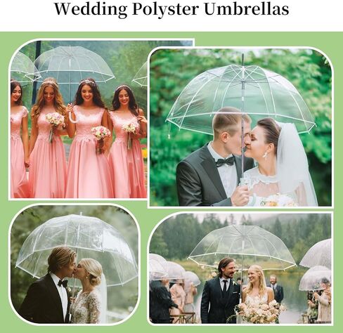 16 Pack Clear Bubble Umbrellas for Weddings, Transparent Dome Umbrellas | Auto Open Windproof Stick Rain Umbrellas with J Handle, Ideal for Wedding Guests, Bridal Parties & Guest Favors in Kuwait