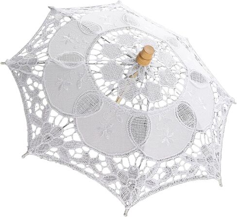 Lace Umbrella, Mini Bridal Parasol for Wedding Photography Party Decor with Wooden Stand, Delicate Graceful Canopy, Elegant Stylish Design in Kuwait
