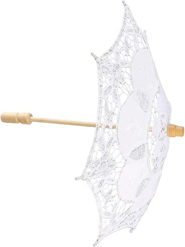 Lace Umbrella, Mini Bridal Parasol for Wedding Photography Party Decor with Wooden Stand, Delicate Graceful Canopy, Elegant Stylish Design in Kuwait