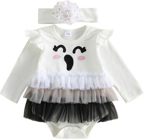 My First Halloween Baby Girl Outfit Baby Pumpkin Romper Headband | Baby Girl Halloween Outfit Pumpkin Long Sleeve Jumpsuit Ghost Romper Headband Newborn Halloween Outfits Baby Fall Clothes in Kuwait