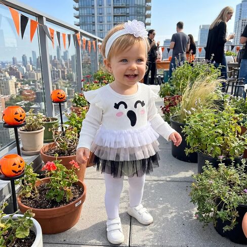 My First Halloween Baby Girl Outfit Baby Pumpkin Romper Headband | Baby Girl Halloween Outfit Pumpkin Long Sleeve Jumpsuit Ghost Romper Headband Newborn Halloween Outfits Baby Fall Clothes in Kuwait