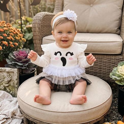 My First Halloween Baby Girl Outfit Baby Pumpkin Romper Headband | Baby Girl Halloween Outfit Pumpkin Long Sleeve Jumpsuit Ghost Romper Headband Newborn Halloween Outfits Baby Fall Clothes in Kuwait