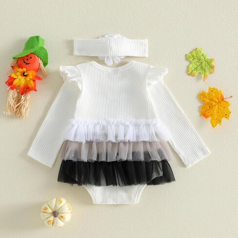 My First Halloween Baby Girl Outfit Baby Pumpkin Romper Headband | Baby Girl Halloween Outfit Pumpkin Long Sleeve Jumpsuit Ghost Romper Headband Newborn Halloween Outfits Baby Fall Clothes in Kuwait