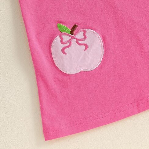 KMBANGI Baby Girl Apple Dress Short Puff Sleeve Peter Pan Dress for Girls Back to School Outfit Toddler Preschool Clothes in Kuwait