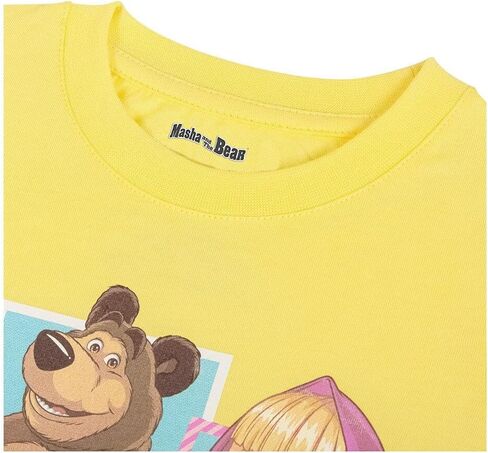 Masha the Bear baby girls Friends Forever Printed Comfy Dropwaist Style, Machine Washable T-Shirt Dress, Goldfinch, 3T in Kuwait