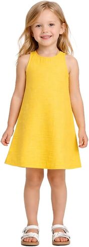 Toddler Girl Dress Sleeveless 100% Cotton Muslin Lightweight Breathable Summer Baby Girl Outfit 2-6T in Kuwait