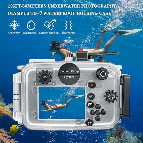 Seafrogs TG-7 Underwater Camera Housing Case + 67mm Dome Port Lens & Red Filter Bundle | 195ft/60m Waterproof Dive Kit for Olympus OM System Tough TG-7 in Kuwait