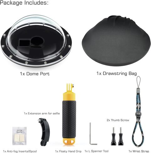 GEPULY 6''Dome Port for DJI OSMO Action 3 4 5 Pro Action Camera | Built-in Waterproof Housing Case Floating Hand Grip Extension Arm for Selfie 45M For Diving Swimming Underwater Photography in Kuwait