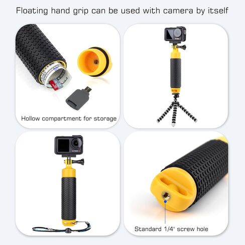 GEPULY 6''Dome Port for DJI OSMO Action 3 4 5 Pro Action Camera | Built-in Waterproof Housing Case Floating Hand Grip Extension Arm for Selfie 45M For Diving Swimming Underwater Photography in Kuwait