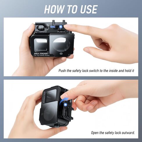 Sea frogs Aluminum Alloy Waterproof Action Camera Housing for DJI Osmo Action 6/5/4 Housing Case Underwater Waterproof Case Shockproof & Pressure-Resistant (Water Depth 60M / 195FT) in Kuwait