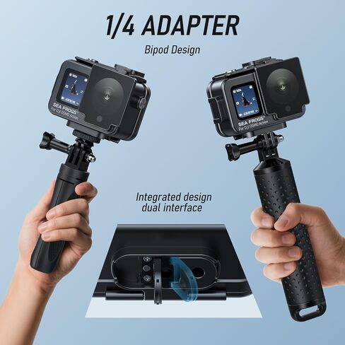 Sea frogs Aluminum Alloy Waterproof Action Camera Housing for DJI Osmo Action 6/5/4 Housing Case Underwater Waterproof Case Shockproof & Pressure-Resistant (Water Depth 60M / 195FT) in Kuwait