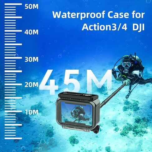 Waterproof case for DJI Action 6 Underwater Dive Case Housing Shell | Supports 45M/148FT Deep Diving Scuba Snorkeling，Protective Cover Invisible Diving Action Shell Accessory Kit in Kuwait