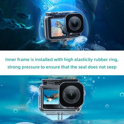 Waterproof case for DJI Action 6 Underwater Dive Case Housing Shell | Supports 45M/148FT Deep Diving Scuba Snorkeling，Protective Cover Invisible Diving Action Shell Accessory Kit in Kuwait