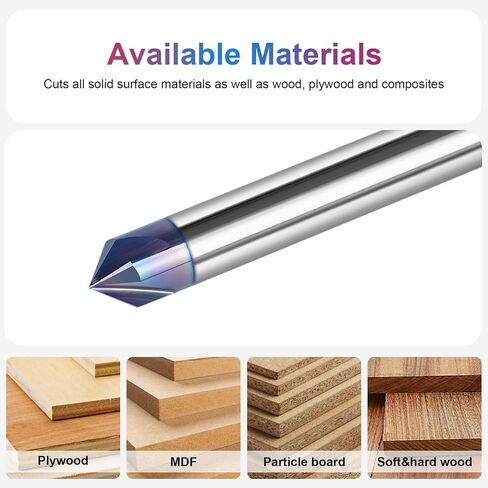 SpeTool 4 Flutes 90 Degree CNC V Bit 1/4 Inch Shank, TAC Coated Solid Carbide V Groove Router Bit for CNC Engraving and Chamfering in Kuwait