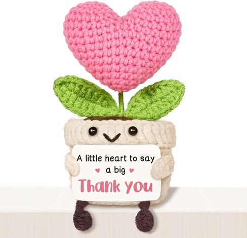 Godmother Gift, Godmother Proposal Gift, Thank You Message from Godchild, Cute Crochet Mini Pink Heart Flower 5" in Kuwait