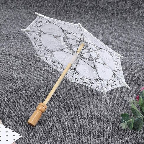 Vintage Parasol Umbrella, Lace Parasol, Small Lace Parasol Umbrella Photo Prop Umbrella for Decoration Photo Tea Party (White Small) in Kuwait