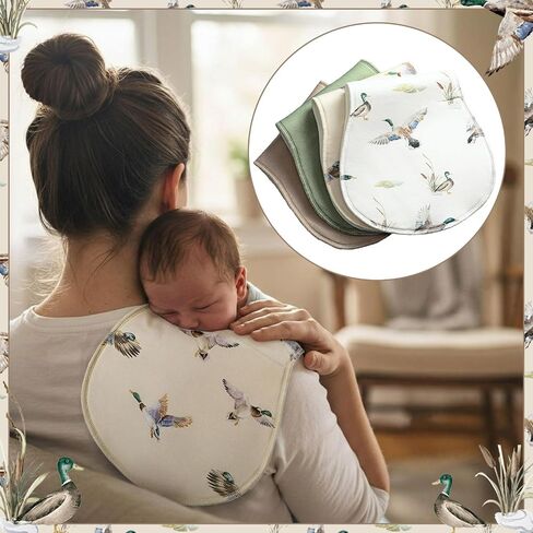 Boao 4 Pcs Mallard Duck Baby Burp Cloths Duck Hunting Soft Plush Newborn Spit up Rags Mallard Burp Cotton Cloths Rag for Boy Girl Newborn Infant Gifts Nursery Decor 20.87 x 9.84 Inches(Hunting,Green) in Kuwait