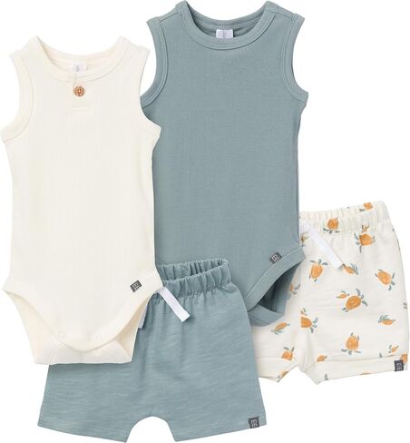 Modern Moments by Gerber Baby Boys 4 Piece Sleevless Bodysuits & Shorts in Kuwait