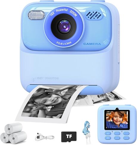 Kids Camera Instant Print Photo, Birthday Gifts for Girls and Boys, Kids Digital Camera Toys, 1080P HD Video, 3 4 5 6 7 8 9 10 11 12 Year Old Boy Gifts/Girl Gifts in Saudi Arabia
