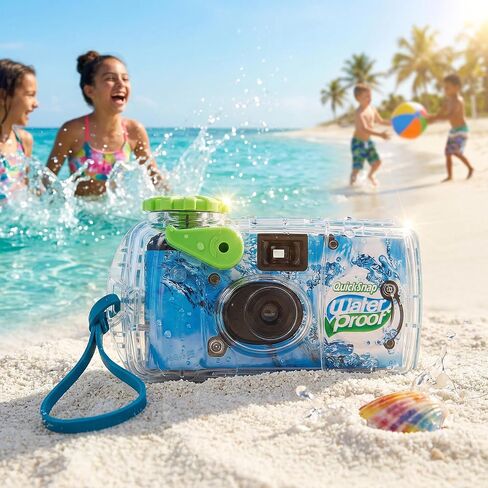 Fujifilm QuickSnap Waterproof - 35mm Disposable Camera - 27 Exposures with 100 Moshify 4x6 Ultra Clear Acid Free Photo Sleeves - ISO 800 Film for Beach Pool and Underwater Photography up to 35ft in Kuwait