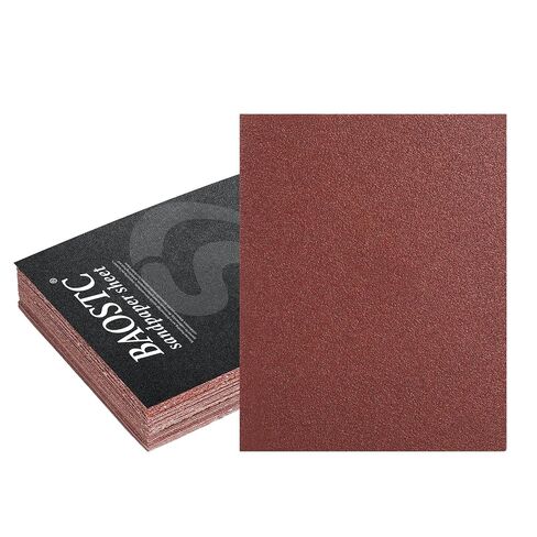 1/4 Sandpaper Sheet – 4-1/2" x 5-1/2", P60 Grit, Red Aluminum Oxide, Plain Backing, 50-Pack – Sandpaper Sheets for Palm Sanders and Woodworking in Kuwait