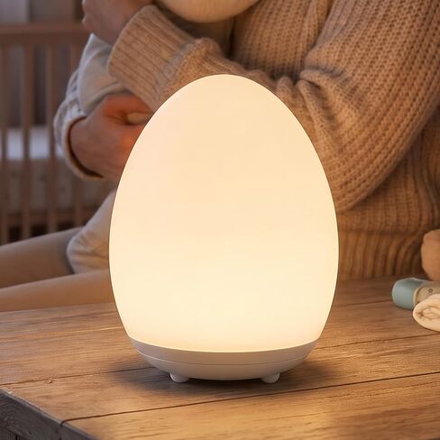 Egg Light for Nursery, Rechargeable Touch-Control Baby Night Light | For nighttime feeding, diaper changes, and kids' rooms, with 30/60-minute timer, 7-color cycle, memory, and fold-out hook in Kuwait