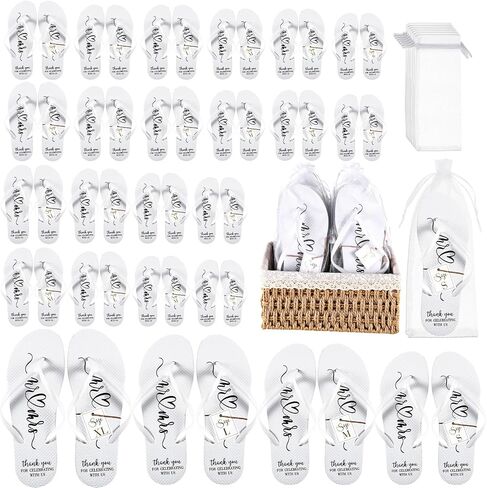 24 Pairs Wedding Flip Flops Bulk Slippers Flip Flops Women Wedding Sandals with Size Cards Drawstring Bags in Kuwait