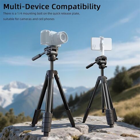 Travel Camera Tripod, Lightweight Stand for Canon, Spotting Scopes | Portable Phone Stand with Wireless Remote and Carry Bag, Max Load 11lb, Compatible with Canon EOS Rebel, DSLR, iPhone, Nikon in Kuwait
