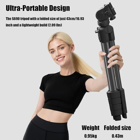 Travel Camera Tripod, Lightweight Stand for Canon, Spotting Scopes | Portable Phone Stand with Wireless Remote and Carry Bag, Max Load 11lb, Compatible with Canon EOS Rebel, DSLR, iPhone, Nikon in Kuwait