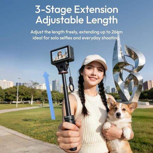ULANZI MT99 Mini Tripod & Selfie Stick for DJI Osmo Action 6/Nano & Xtra Atto, 2-in-1 Magnetic Quick-Release Mount, 143° Adjustable Tilt, 3-Section Extendable 10.24inch, Anti-Slip Handle in Kuwait