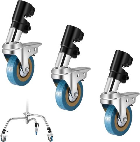 3 Packs Professional Swivel Caster Wheels for Photography Light Stand with 25mm Diameter,Durable All-Metal Consruction and Rubber Base for Studio/Carpet/Bare/Wood/Marble Floor in Kuwait