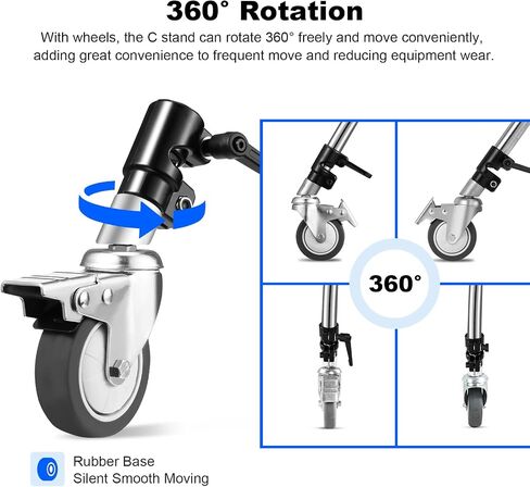 3 Packs Professional Swivel Caster Wheels for Photography Light Stand with 25mm Diameter,Durable All-Metal Consruction and Rubber Base for Studio/Carpet/Bare/Wood/Marble Floor in Kuwait