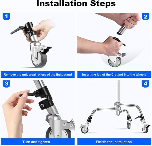 3 Packs Professional Swivel Caster Wheels for Photography Light Stand with 25mm Diameter,Durable All-Metal Consruction and Rubber Base for Studio/Carpet/Bare/Wood/Marble Floor in Kuwait