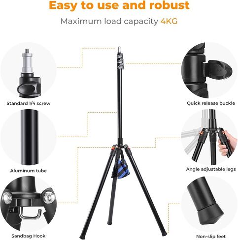 K&F CONCEPT 86.6 inch/2.2m Light Stand with Storage Bag, Aluminium Photography Tripod for Reflectors, Softboxes, Flash, Strobe Lights, Umbrellas, Compact Lightweight Light Tripod in Saudi Arabia