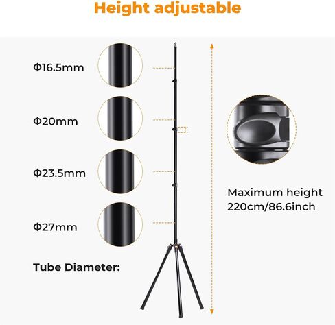 K&F CONCEPT 86.6 inch/2.2m Light Stand with Storage Bag, Aluminium Photography Tripod for Reflectors, Softboxes, Flash, Strobe Lights, Umbrellas, Compact Lightweight Light Tripod in Saudi Arabia