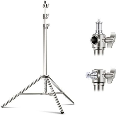 NEEWER 102"/2.6m Stainless Steel Light Stand, Spring Cushioned Heavy Duty Photography Tripod with 1/4" to 3/8" Universal Screw Adapter for Strobe, LED Video Lighting, Ringlight, Monolight, Softbox in Kuwait