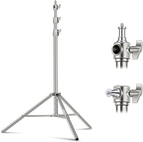 NEEWER 102"/2.6m Stainless Steel Light Stand, Spring Cushioned Heavy Duty Photography Tripod with 1/4" to 3/8" Universal Screw Adapter for Strobe, LED Video Lighting, Ringlight, Monolight, Softbox in Kuwait