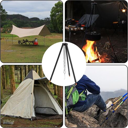 Camping Tripod - Accessories for Camping Tripods and Grills, Camping Tripod | Tripod Stand for Camping, Camping Grill Accessories, Camping Tripod with Chain for the in Kuwait