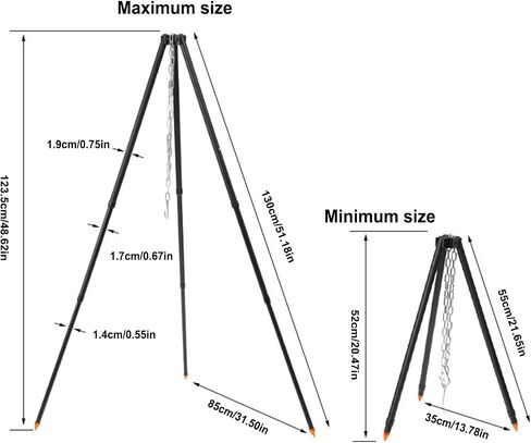 Camping Tripod - Accessories for Camping Tripods and Grills, Camping Tripod | Tripod Stand for Camping, Camping Grill Accessories, Camping Tripod with Chain for the in Kuwait